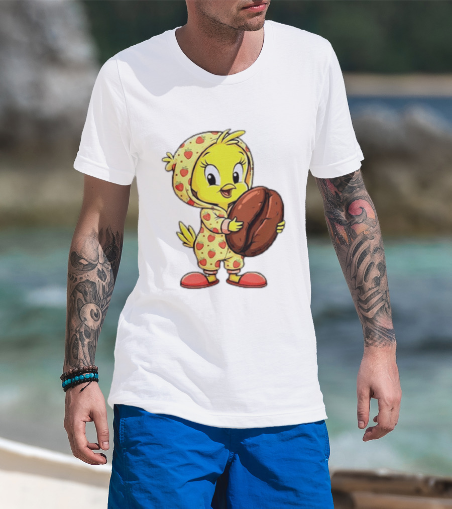 Tweety Coffee I Haven't Lost My Mind Half Of It Just Wandered Off Pajamas With Strawberry Onesie And Coffee Bean T-Shirt