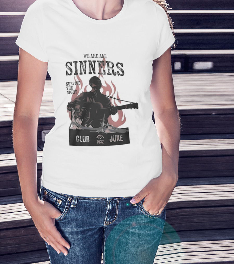 We Are All Sinners Survive The Night Club 1932 Juke Flames Guitar T-Shirt