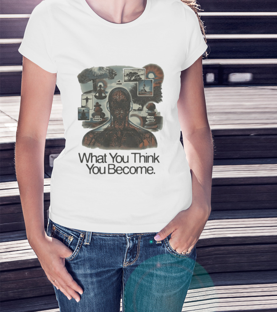 What You Think You Become Meditation Mindset Your Thoughts Shape Your Peace T-Shirt