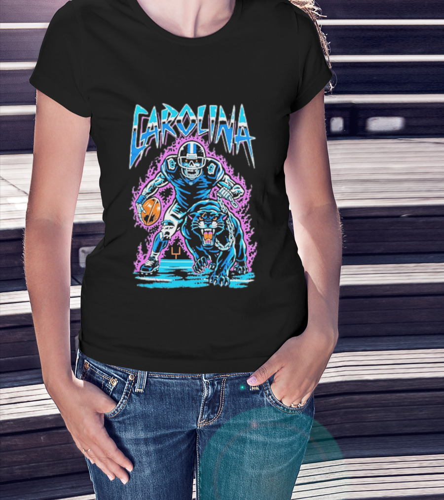 Carolina Panthers Football Skeleton With Panther T-Shirt