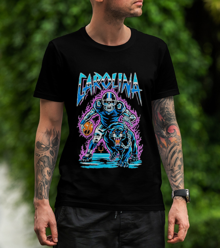 Carolina Panthers Football Skeleton With Panther T-Shirt