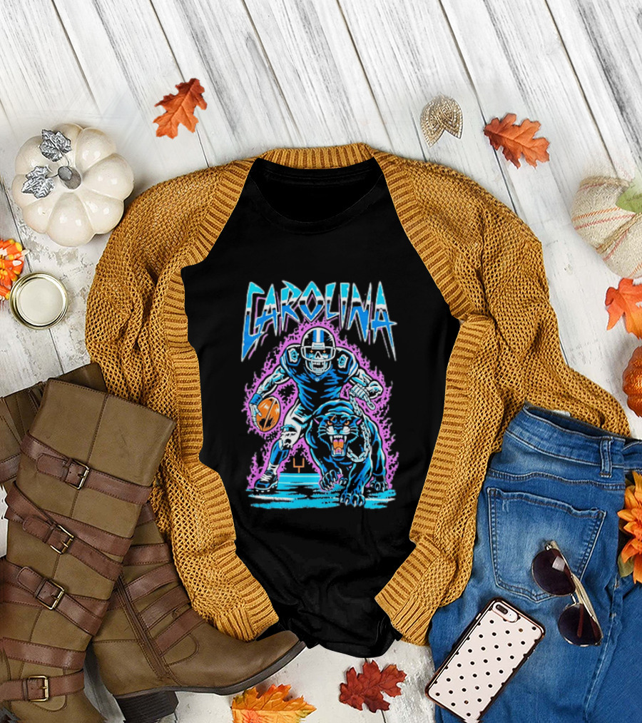 Carolina Panthers Football Skeleton With Panther T-Shirt