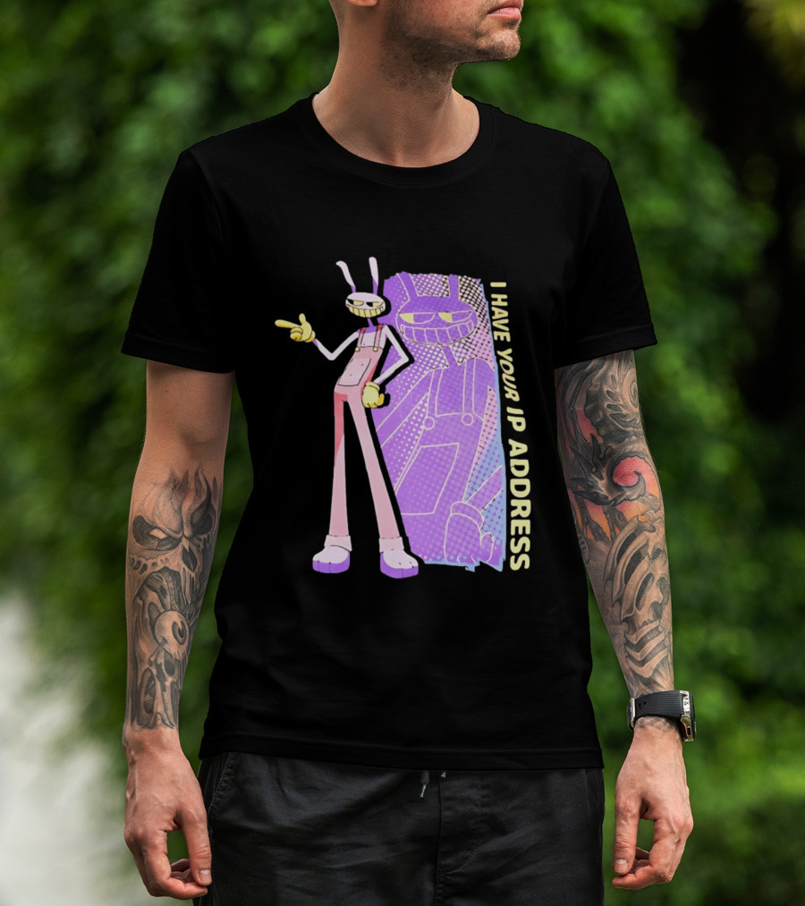 Jax I Have Your IP Address Meme Character In Overalls T-Shirt