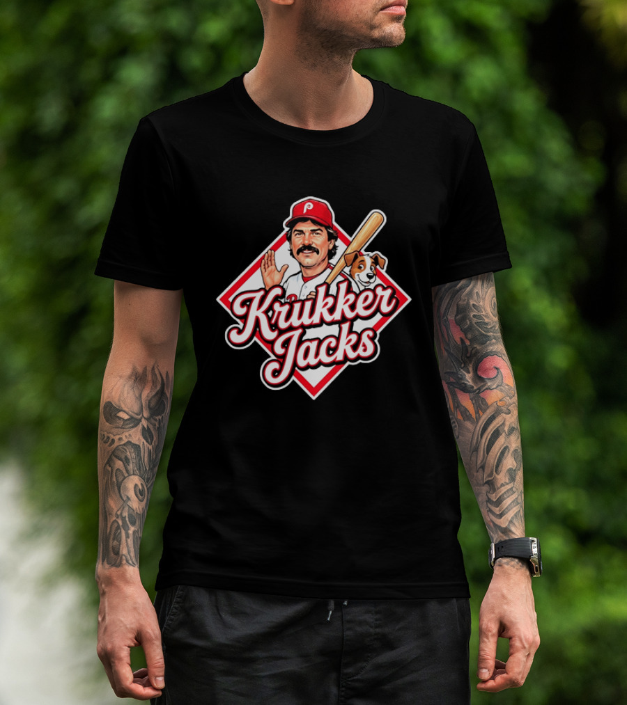 Krukker Jacks Philadelphia Phillies Baseball Player With Dog T-Shirt