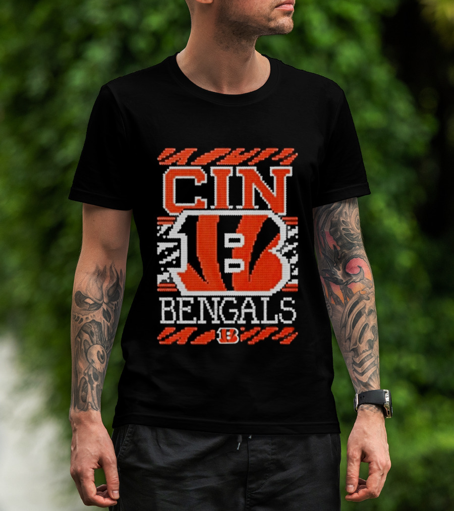 Classic Cincinnati Bengals Holiday Ugly Christmas Football Fan CIN B T-Shirt