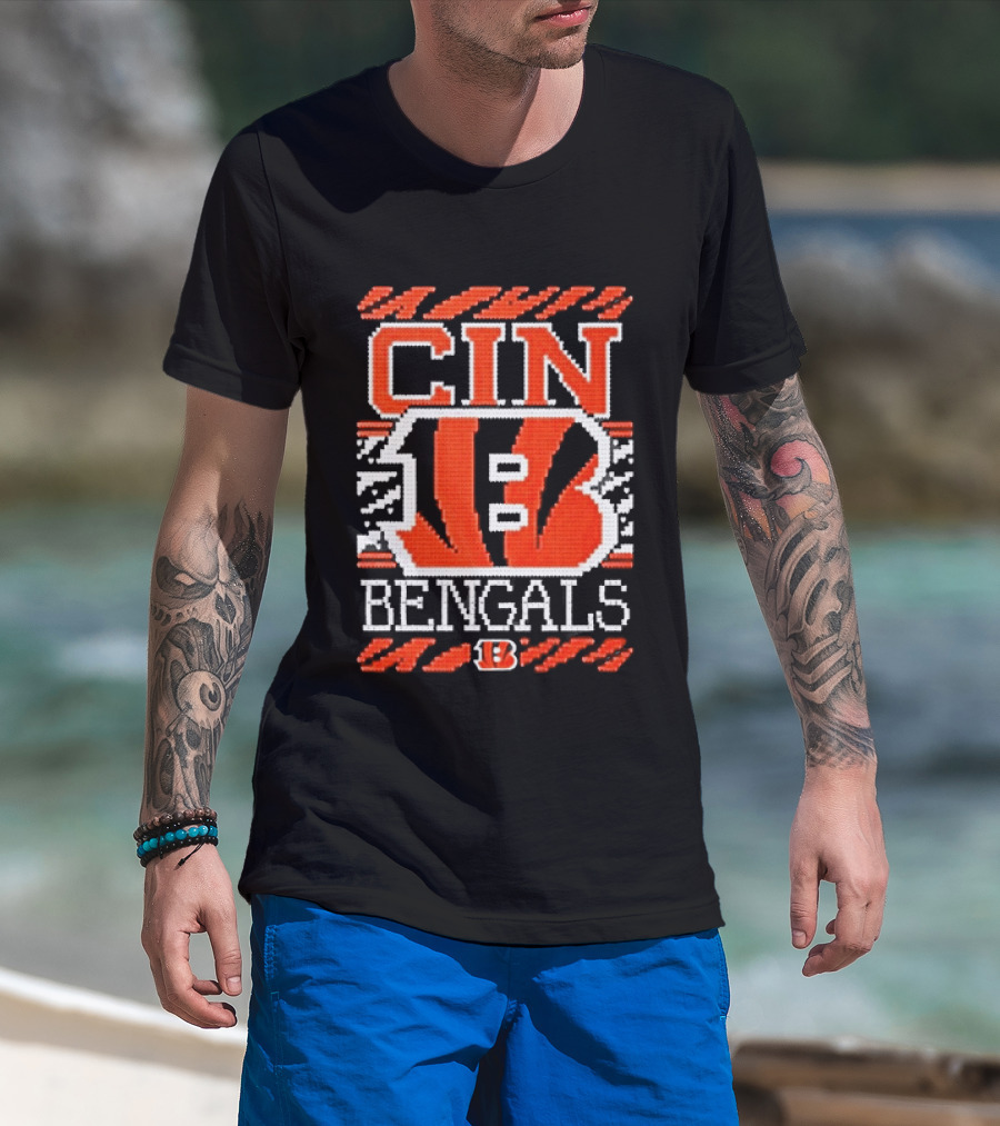 Classic Cincinnati Bengals Holiday Ugly Christmas Football Fan CIN B T-Shirt