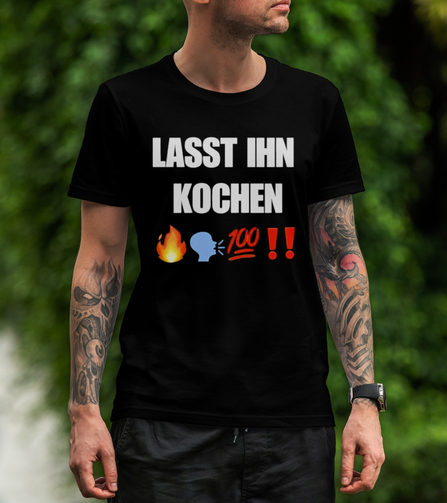 Lasst Ihn Kochen Fire Emoji Speech Bubble 100 Emoji Exclamation Points T-Shirt