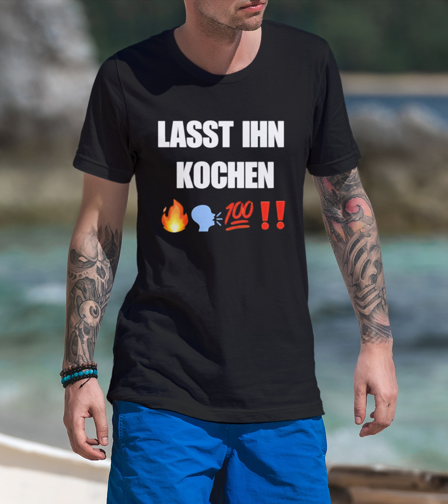Lasst Ihn Kochen Fire Emoji Speech Bubble 100 Emoji Exclamation Points T-Shirt