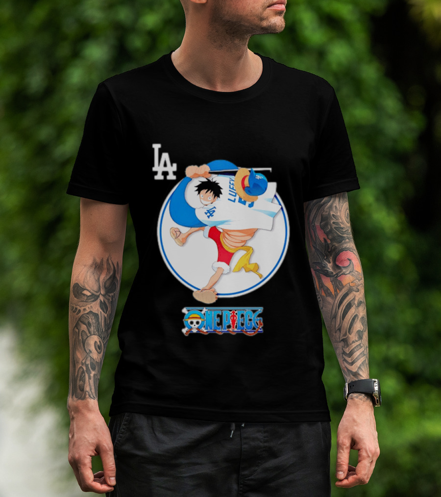 Los Angeles Dodgers Monkey D Luffy One Piece Crossover MLB Collaboration T-Shirt