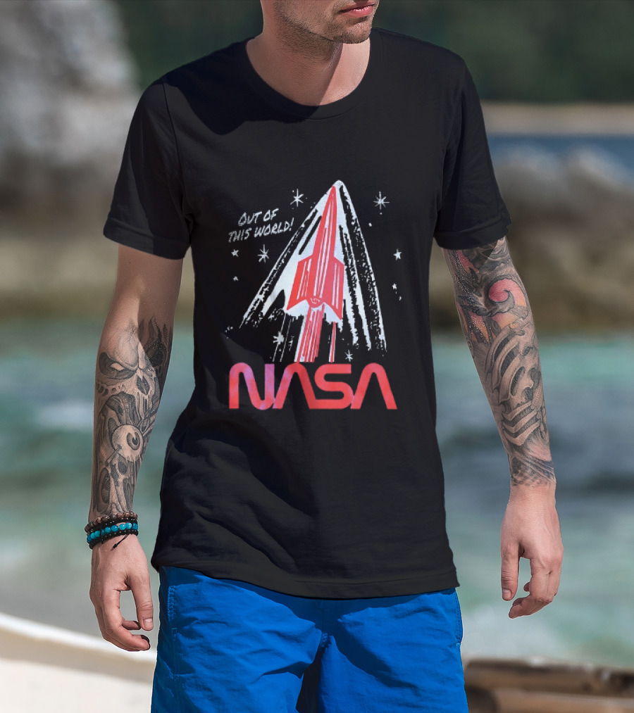 NASA Out Of This World Distressed Rocket Vintage Space Travel T-Shirt