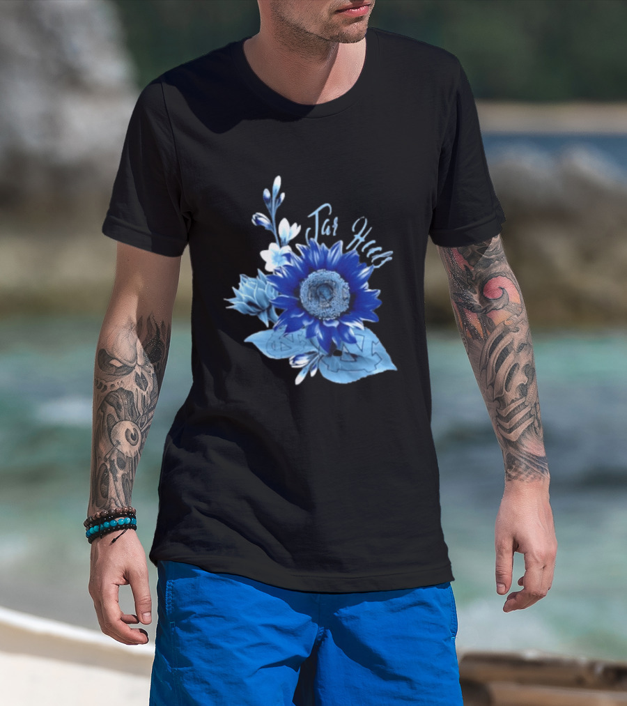 North Carolina Tar Heels Sunflower Floral Football T-Shirt