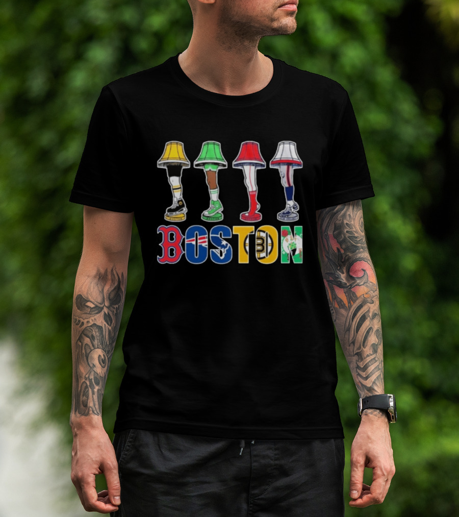 Original Boston Sports Teams Legs Lamp Parody 2025 Fenway Celtics Patriots Bruins Red Sox T-Shirt