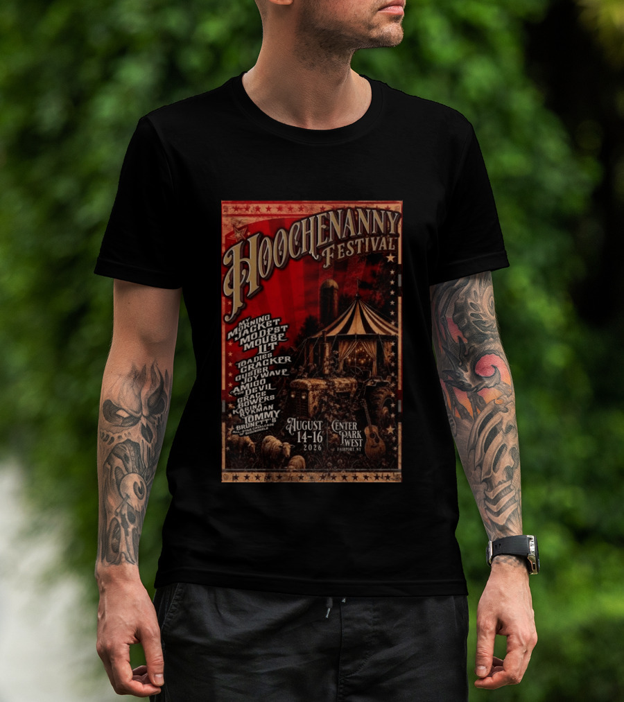 Hoochennany Festival Fairport My Morning Jacket Modest Mouse August 14 16 2026 Center Park West Lineup T-Shirt