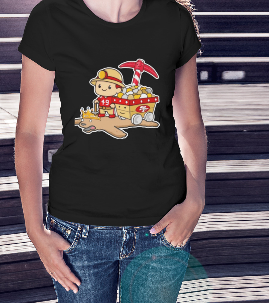 San Francisco 49ers Stop The Cardiac Bears Miner Character With Pickaxe And Cart T-Shirt