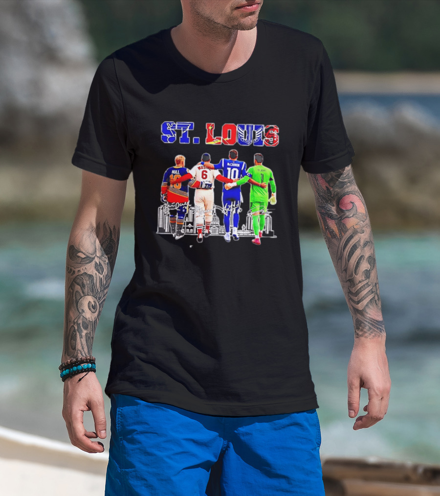 St Louis Hull Musial McCarron Berube Sports Team Players United Iconic City Skyline T-Shirt
