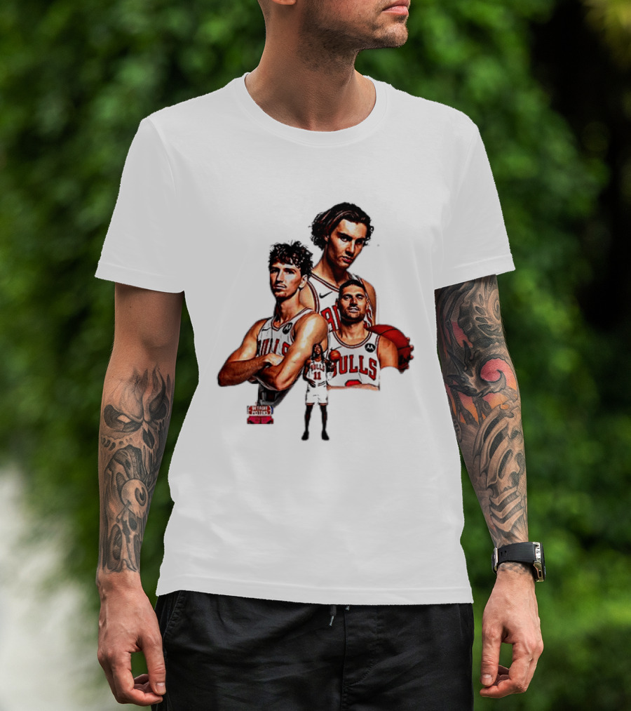 Classic Chicago Bulls NBA 2025 Season Opener Players Montage T-Shirt