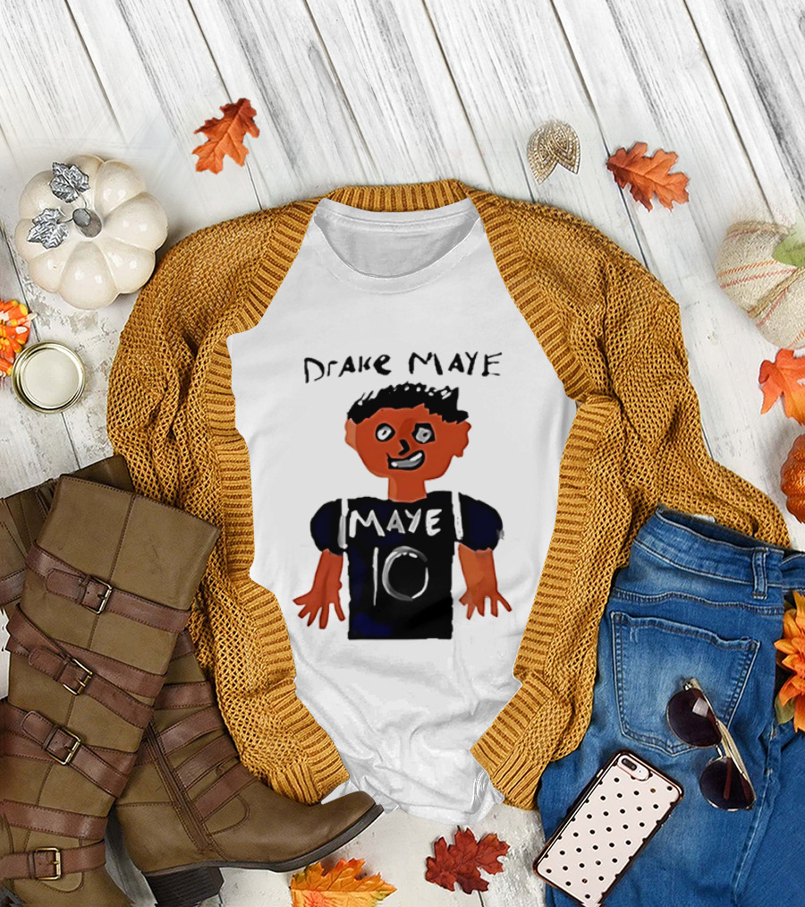Drake Maye 10 Caricature Drawing New England Patriots T-Shirt