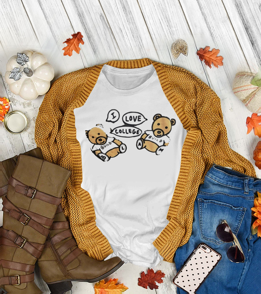 I Love College Build Bears Teddy Bear Campus T-Shirt