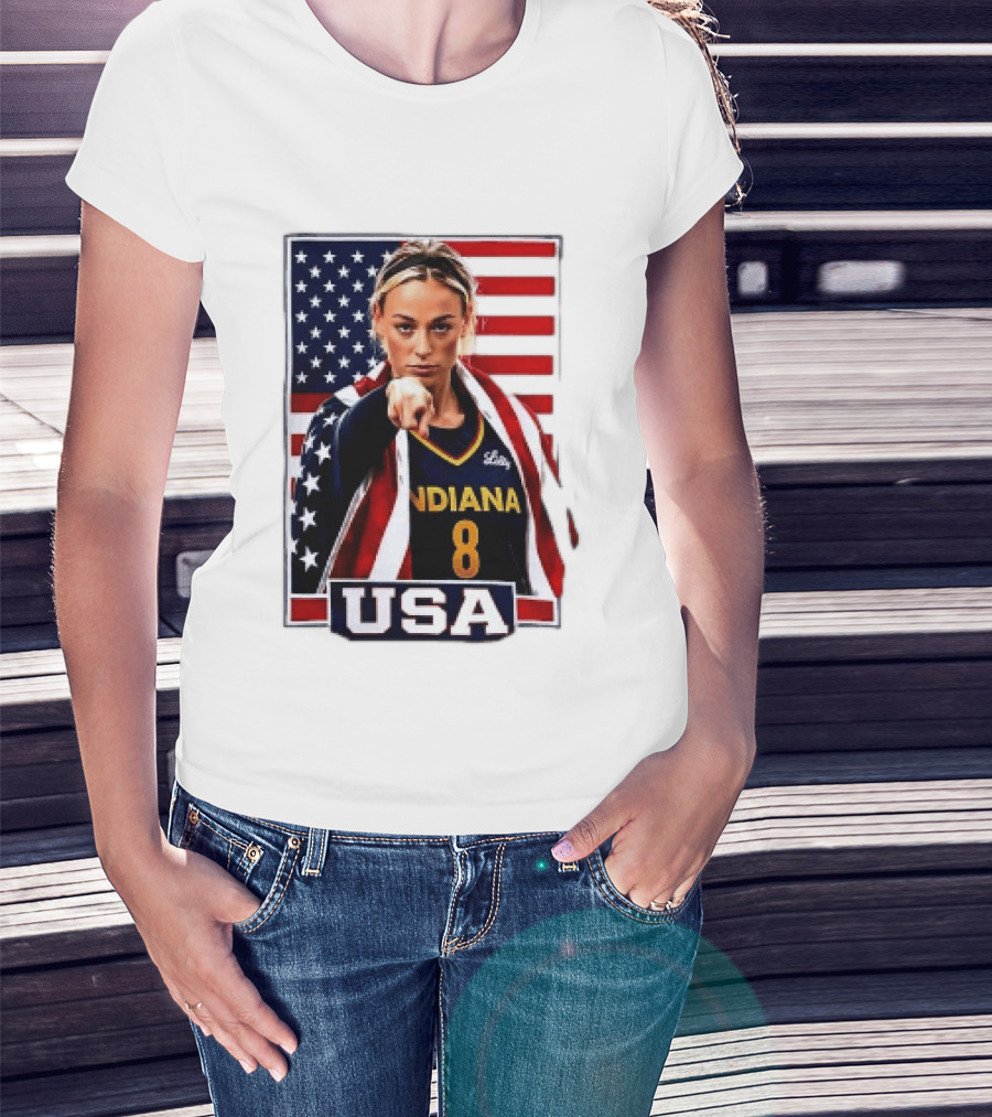 Indiana Fever WNBA Player Pointing American Flag USA Basketball Sports T-Shirt