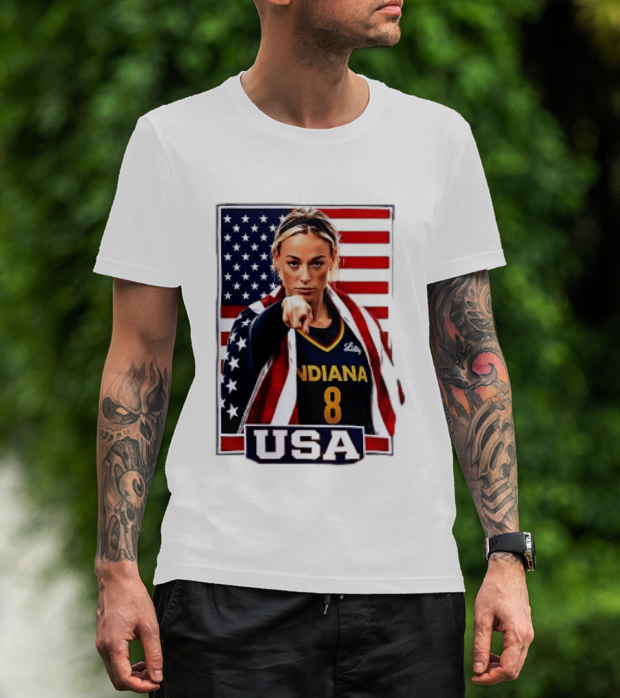Indiana Fever WNBA Player Pointing American Flag USA Basketball Sports T-Shirt