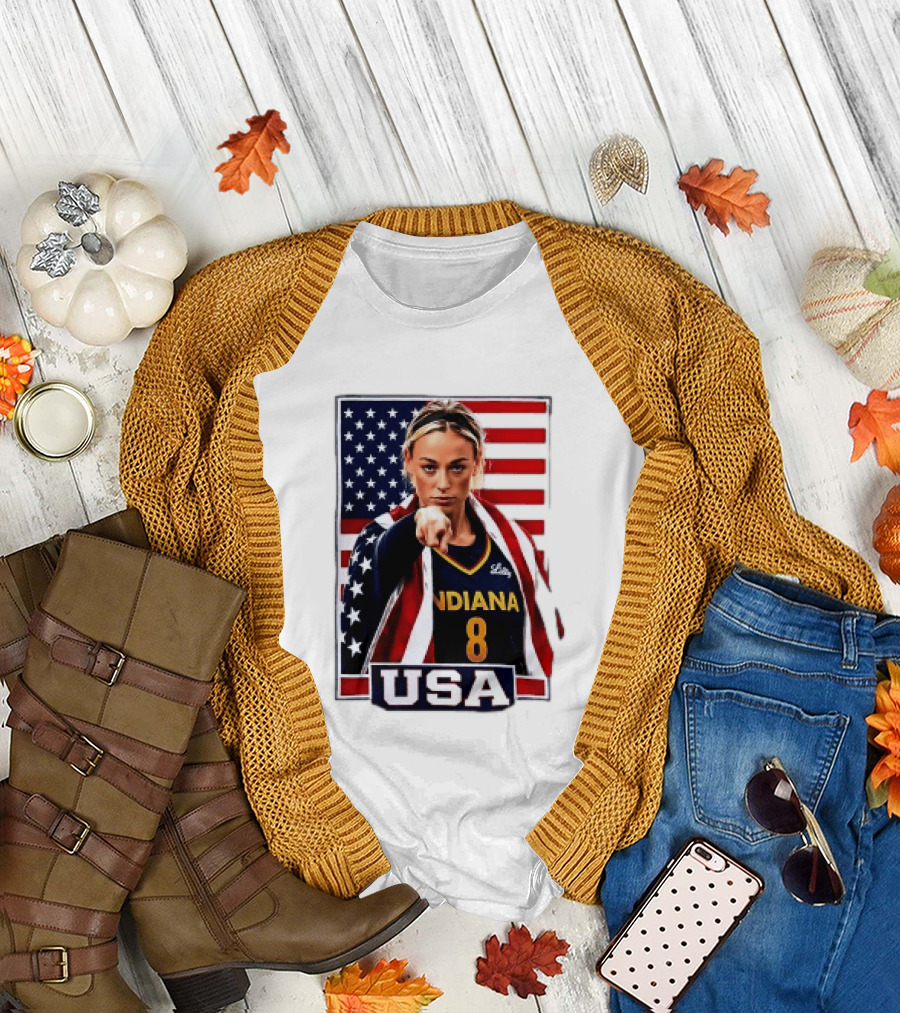 Indiana Fever WNBA Player Pointing American Flag USA Basketball Sports T-Shirt