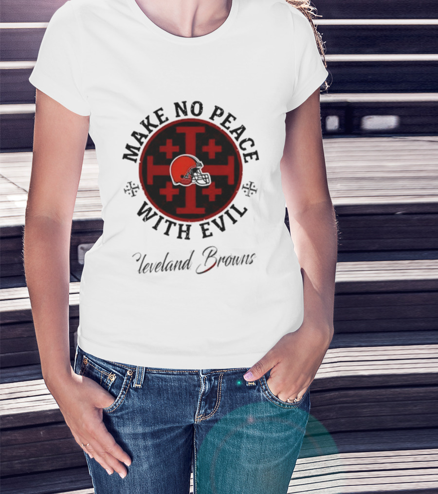 Cleveland Browns Make No Peace With Evil Red Cross Helmet T-Shirt