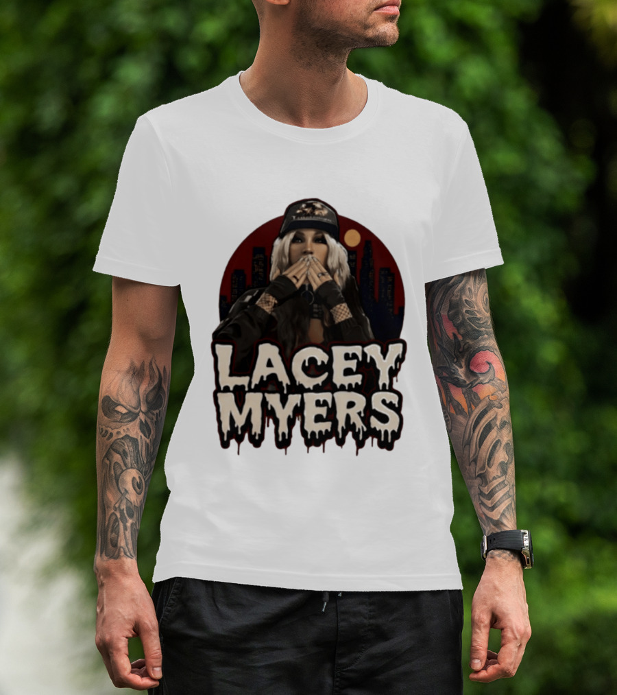 Lacey Myers City Skyline Red Moon Horror T-Shirt