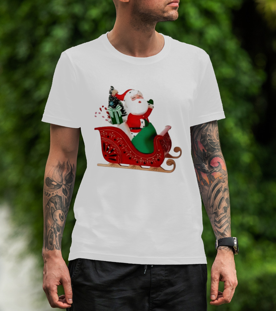 Santa Showtoppers Mini Tree Hallmark White Sleigh Christmas Scene T-Shirt