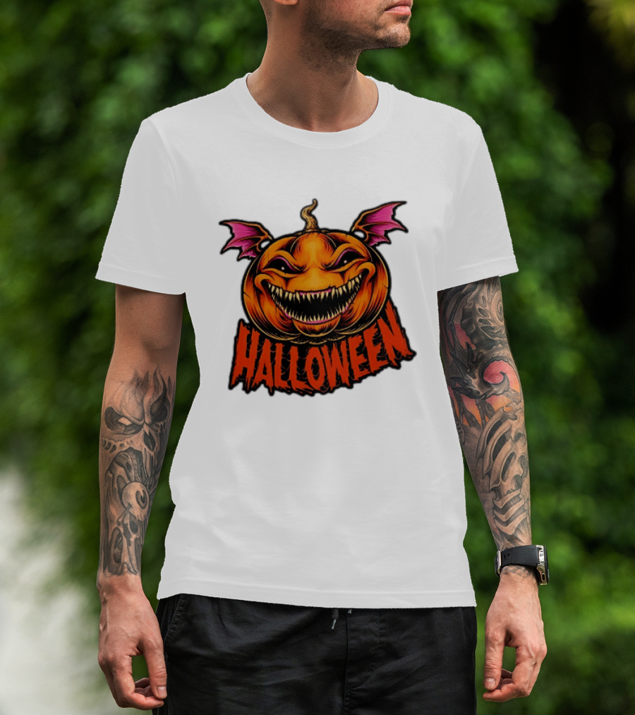 Halloween Bat Winged Jack O' Lantern Pumpkin T-Shirt
