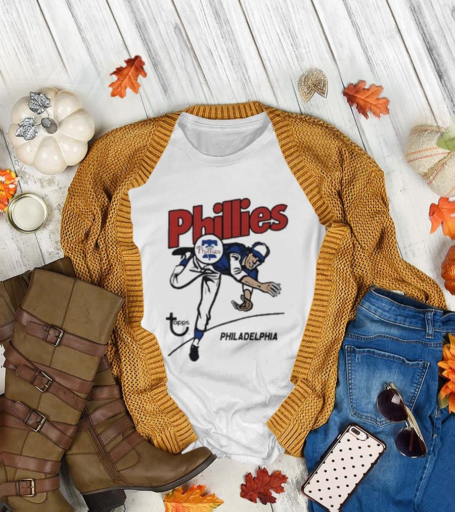 Topps Phillies Philadelphia Baseball Pitcher T-Shirt