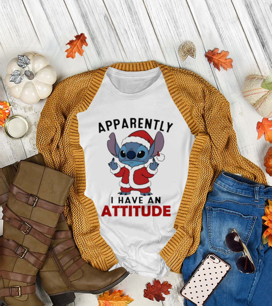 Original Stitch Santa Attitude Apparently I Have An Attitude T-Shirt