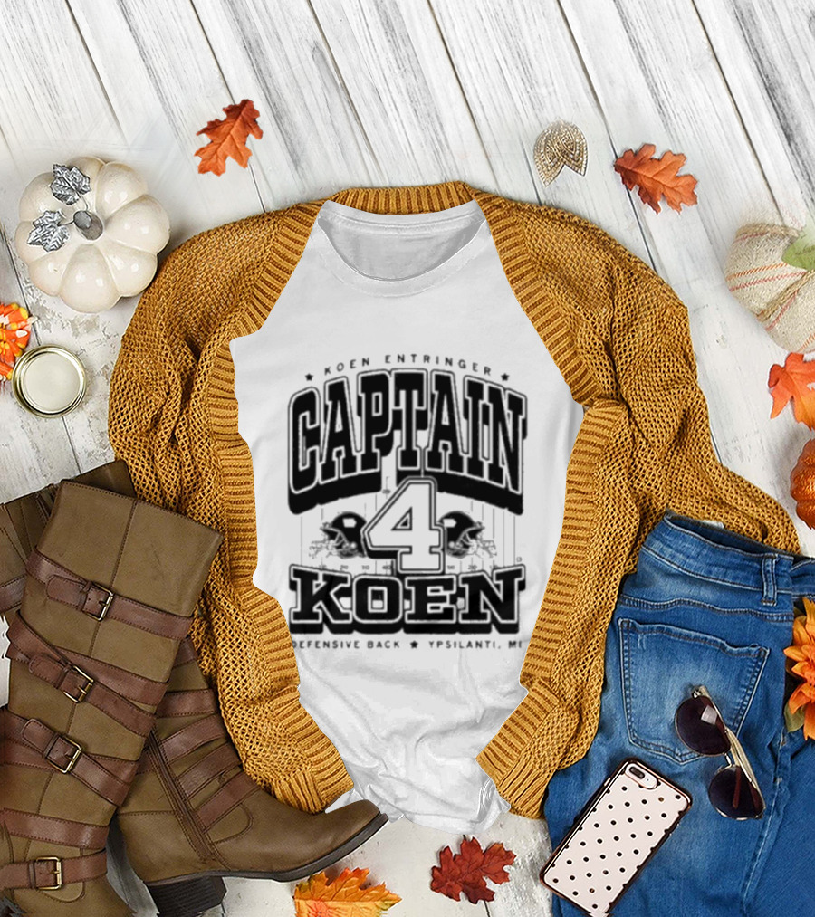 Koen Entringer Captain 4 Iowa Hawkeyes Defensive Back Ypsilanti MI T-Shirt