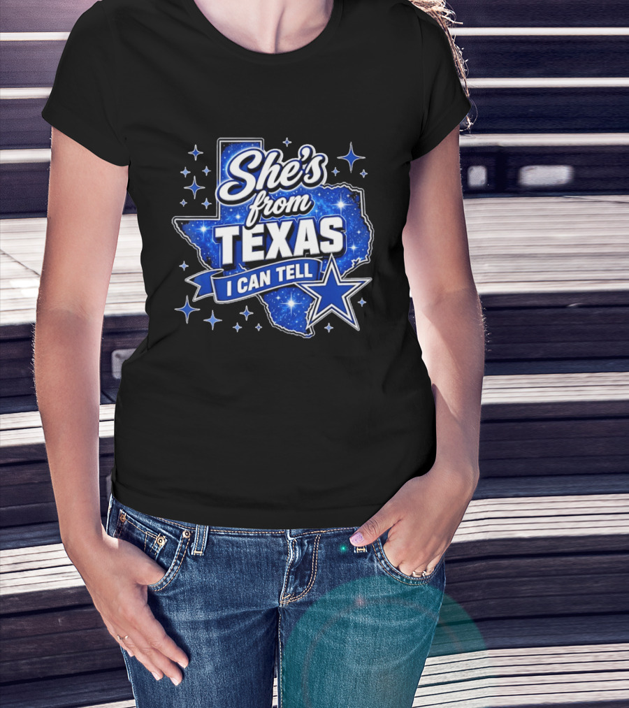 She's From Texas I Can Tell Star Blue Texas T-Shirt