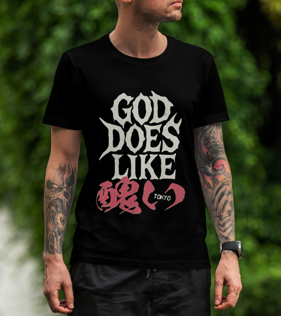 God Does Like Tokyo Japanese Kanji Soul Distressed T-Shirt