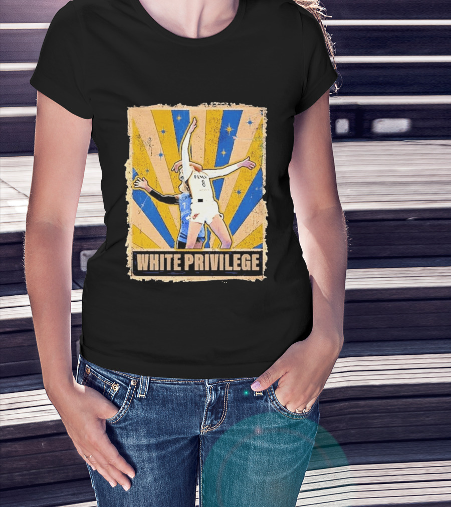 White Privilege Basketball Collision Moment Blue Yellow Starburst T-Shirt