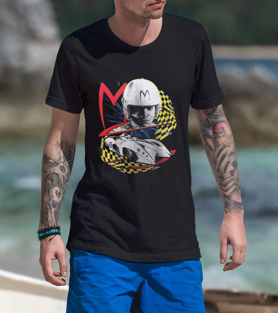 World Racing League WRL Speed Racer Mach 5 Checkered Flag Racing T-Shirt