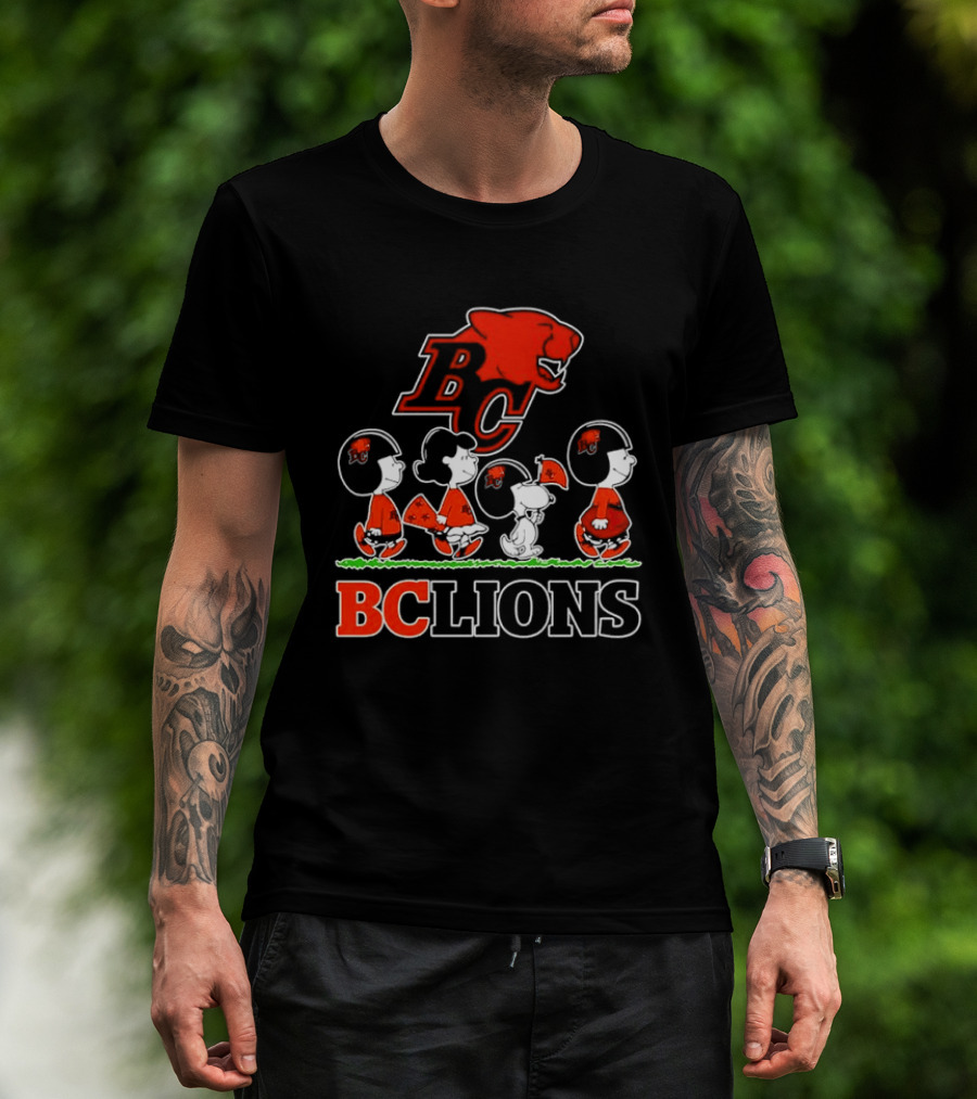 Peanuts Characters Collaboration With BC Lions CFL Team T-Shirt