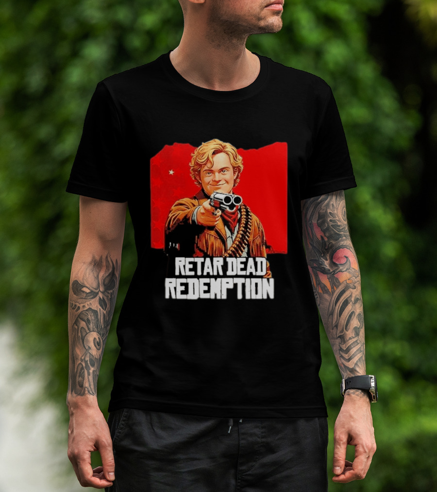 Retar Dead Redemption Western Cowboy And Revolver T-Shirt