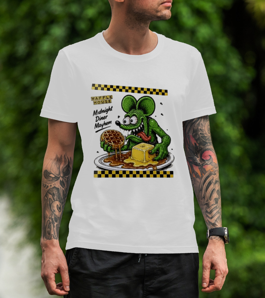 Rat Fink Waffle House Midnight Diner Mayhem Stay Golden T-Shirt