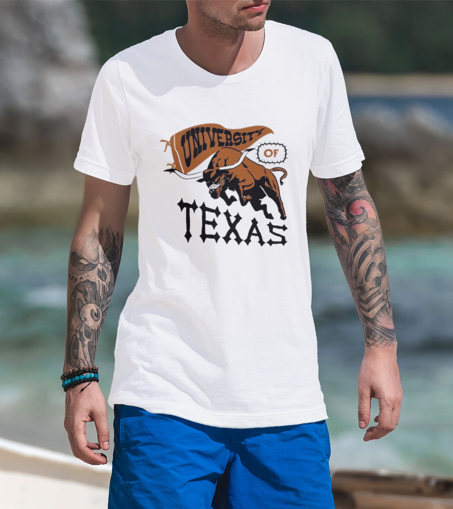 University Of Texas Longhorns Bull Mascot Banner T-Shirt