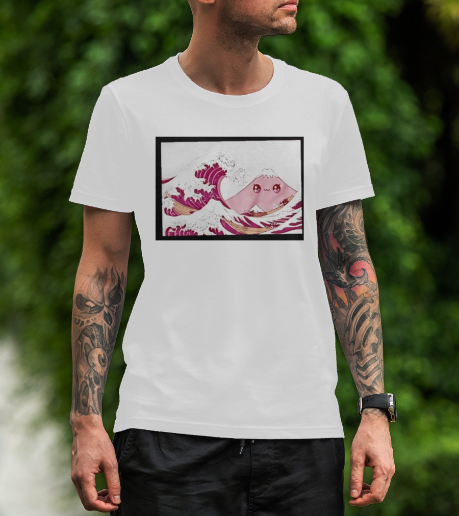Kawaii Great Wave Pink Mountain Anime T-Shirt