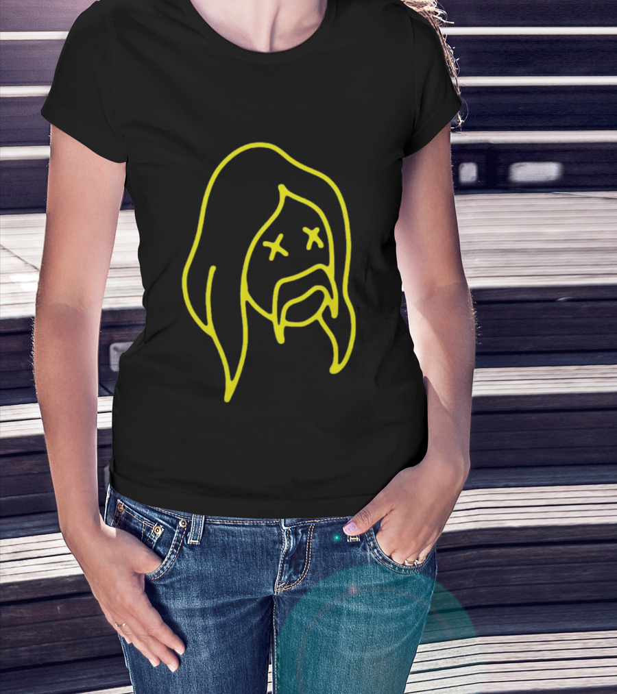 Austin Meade Store Blackout Black Neon Yellow Face Lines T-Shirt