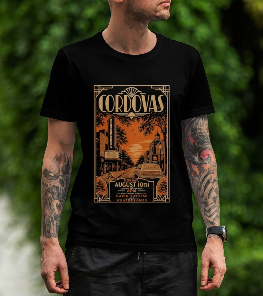 Cordovas Morsbergers Tavern Monday August 10th 8PM Catonsville MD Special Guests Gavin Katteesh Weatherames T-Shirt