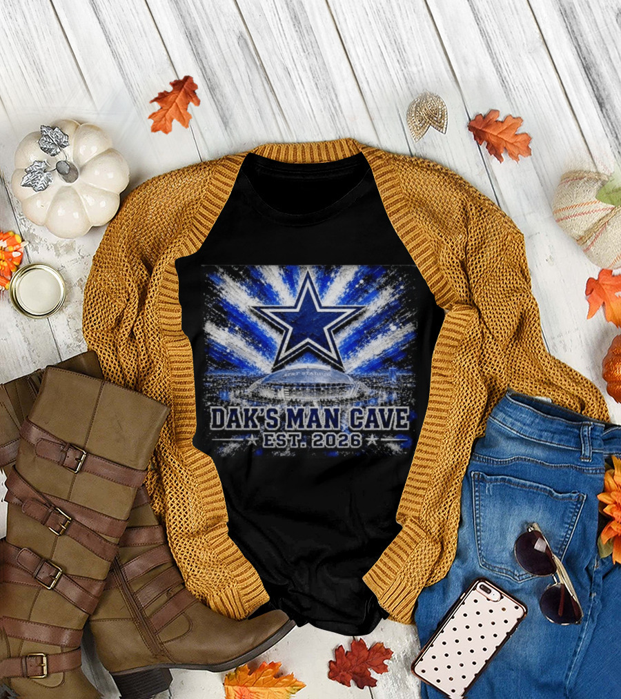 Dallas Cowboys AT&T Stadium Dak's Man Cave Established 2026 Starburst T-Shirt