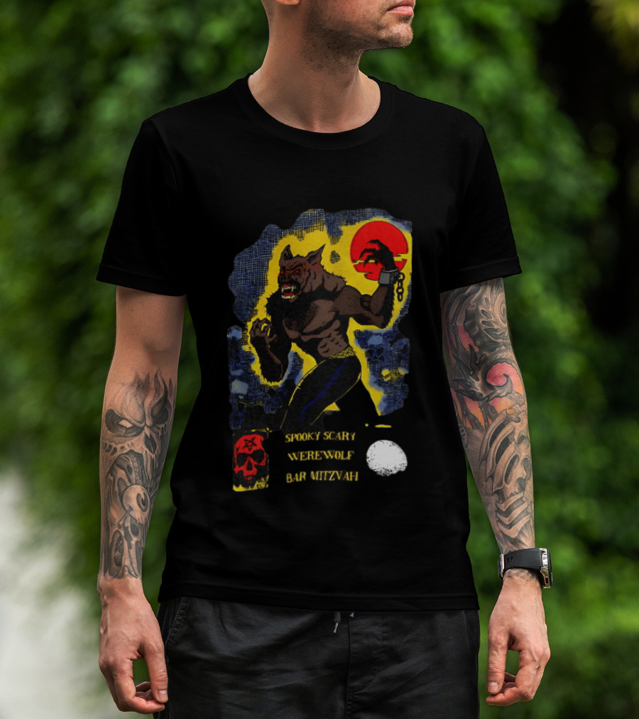 Spooky Scary Werewolf Bar Mitzvah Moonlight Night Zaidi.com T-Shirt