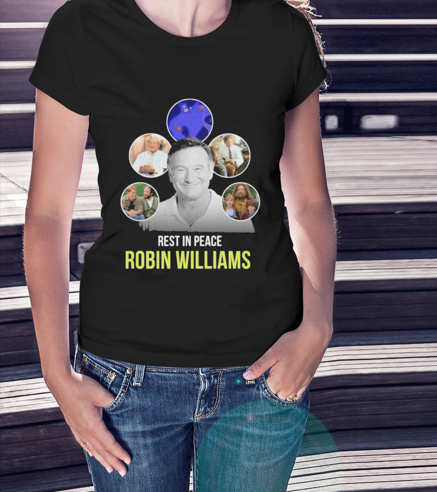 Rest In Peace Robin Williams Aladdin Genie Mrs. Doubtfire Jumanji Good Will Hunting T-Shirt