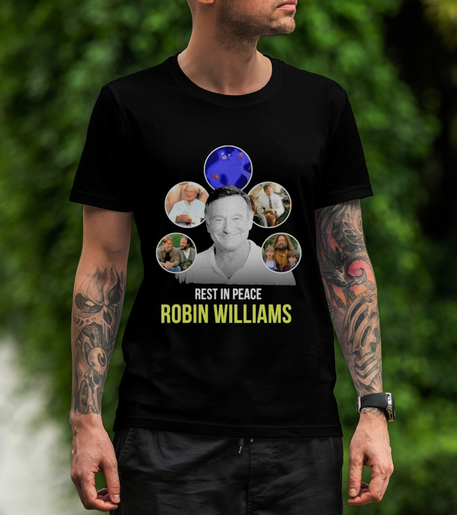 Rest In Peace Robin Williams Aladdin Genie Mrs. Doubtfire Jumanji Good Will Hunting T-Shirt
