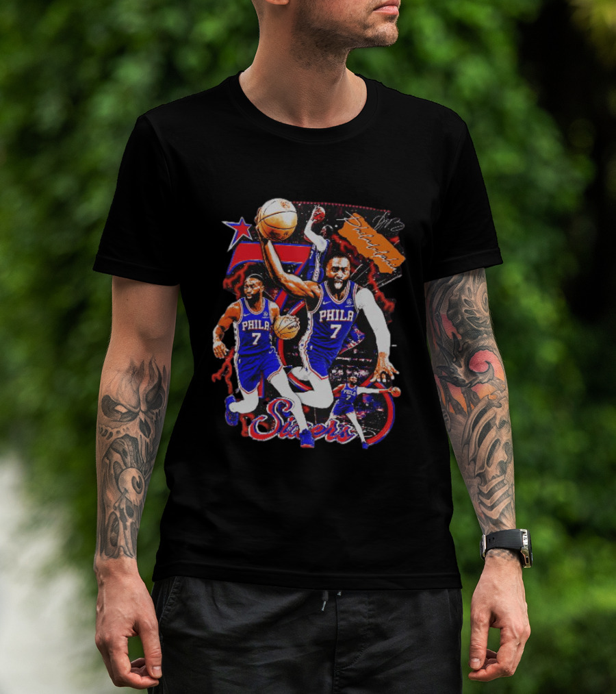 Tyrese Maxey Philadelphia Sixers Basketball Phila 7 NBA Player Action T-Shirt