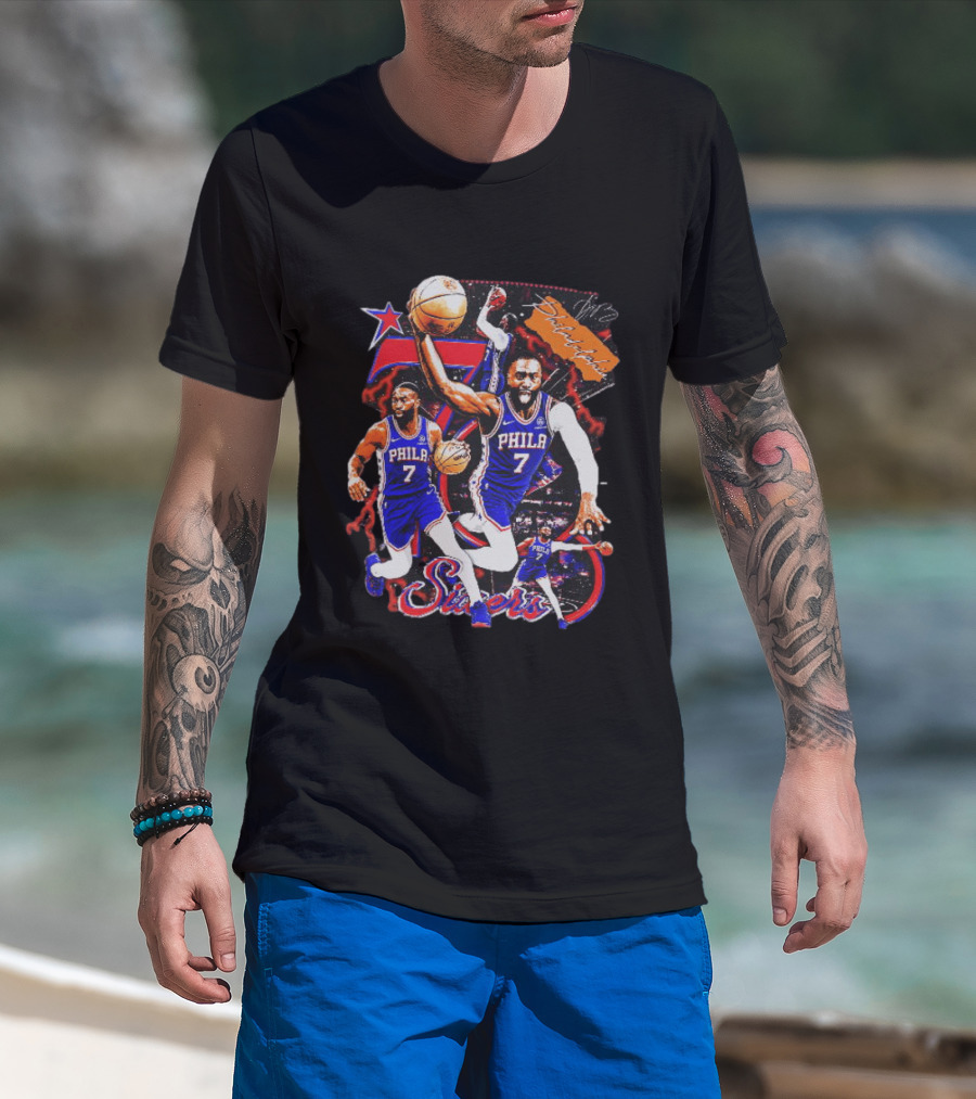 Tyrese Maxey Philadelphia Sixers Basketball Phila 7 NBA Player Action T-Shirt