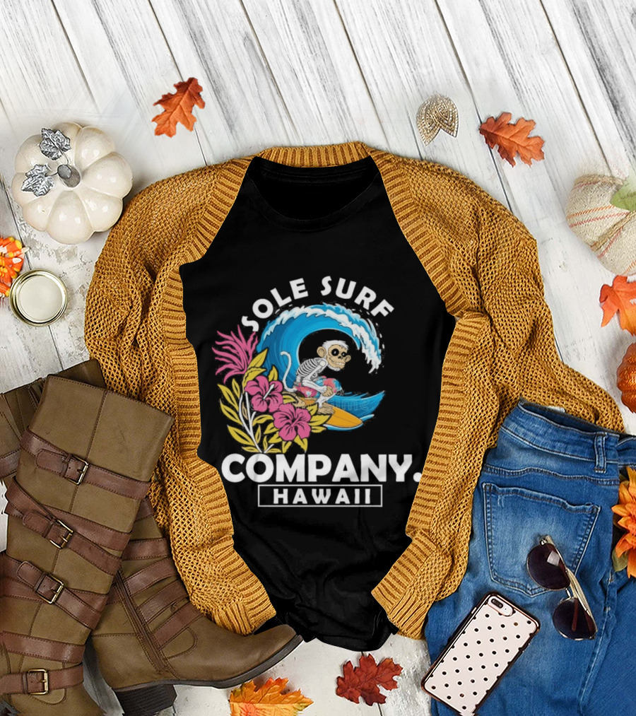Sole Surf Company Hawaii Monkey Wave Flower Surfing T-Shirt